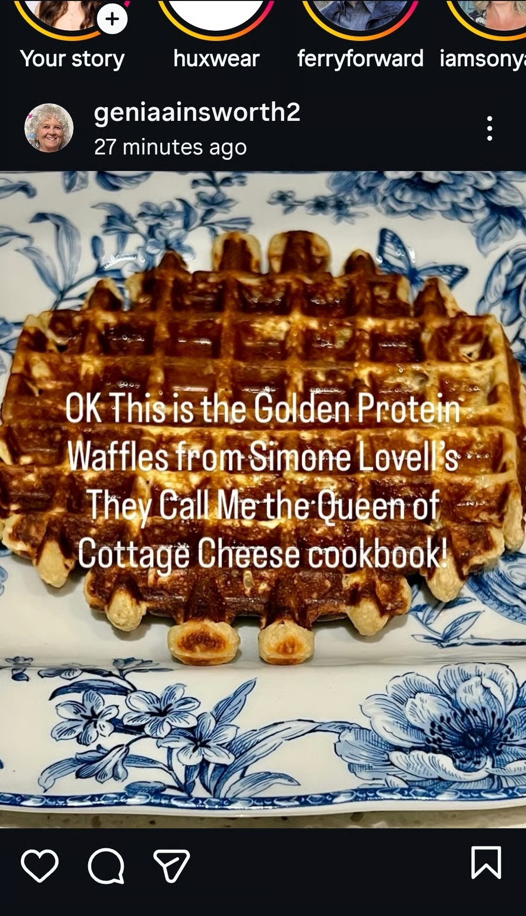 Golden protein waffles shared by Genia Ainsworth