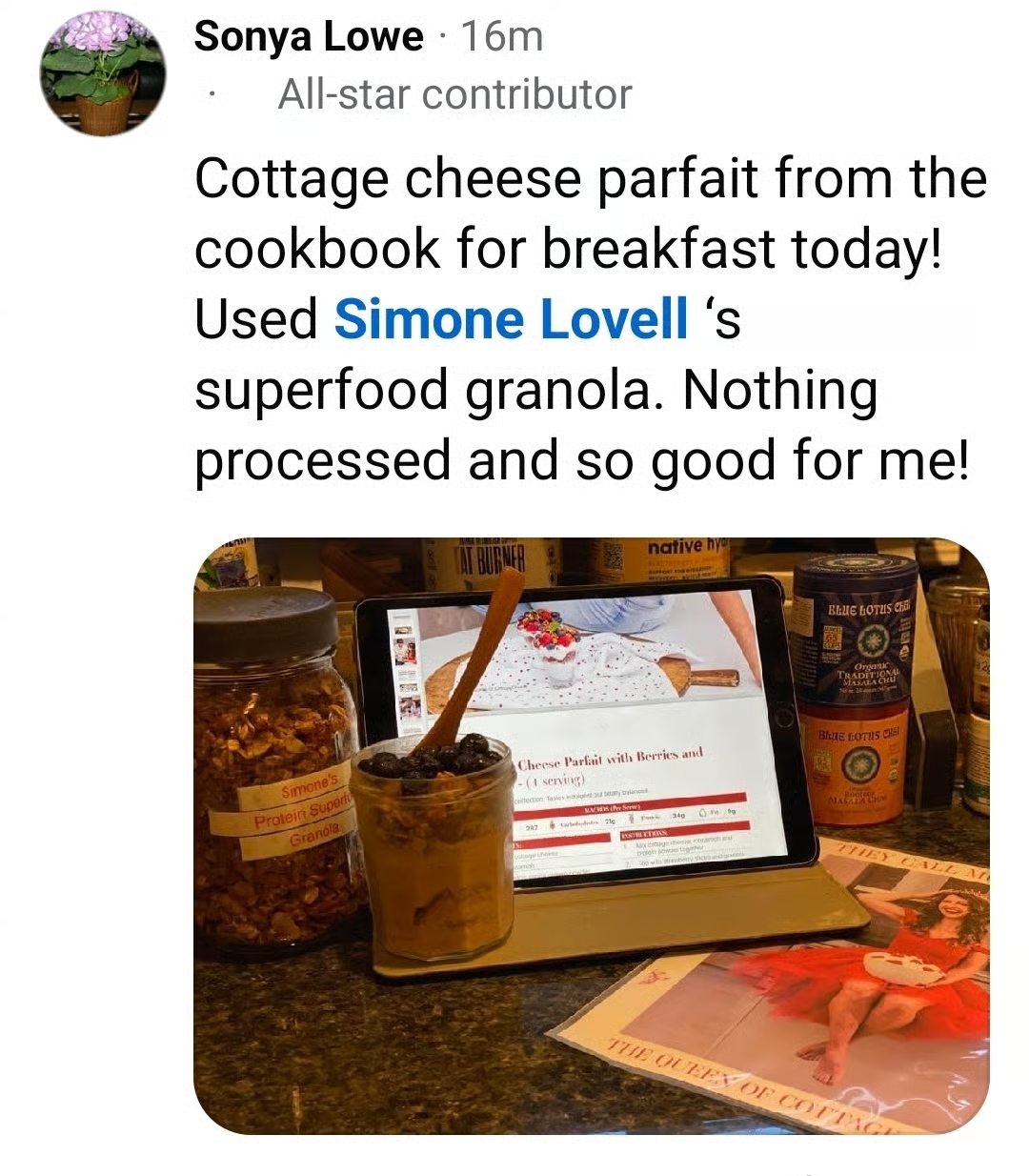 Cottage cheese parfait shared by Sonya Lowe