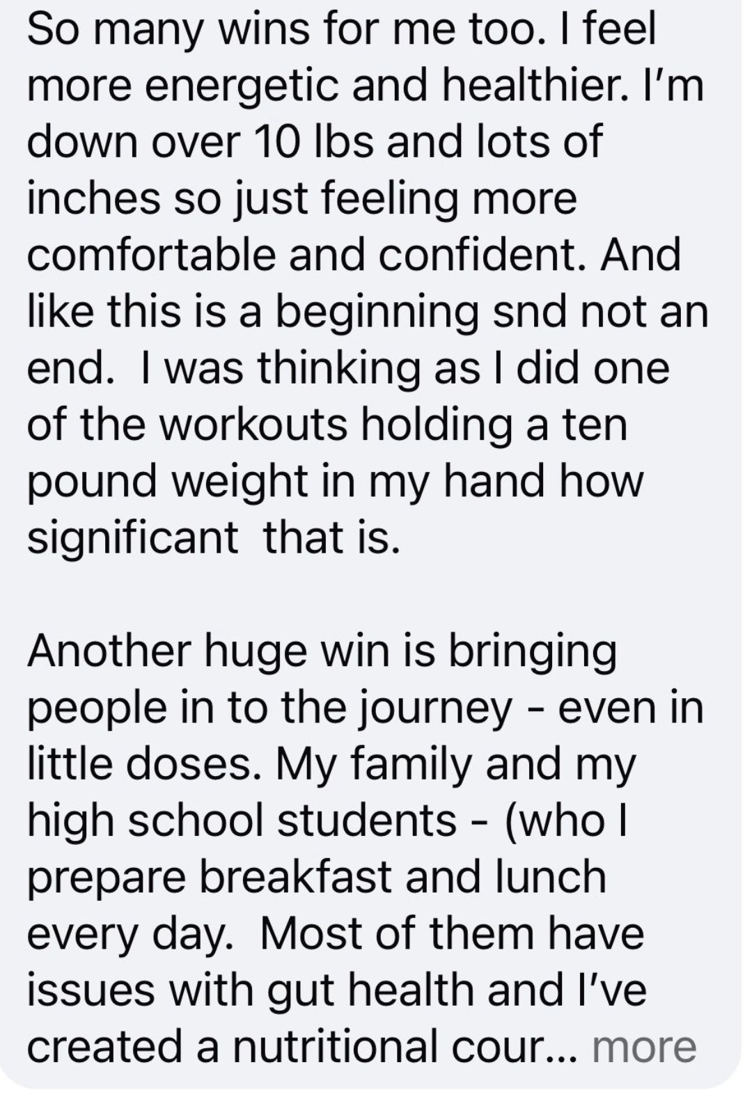 Client message from the GLP-1 Boost Lab community