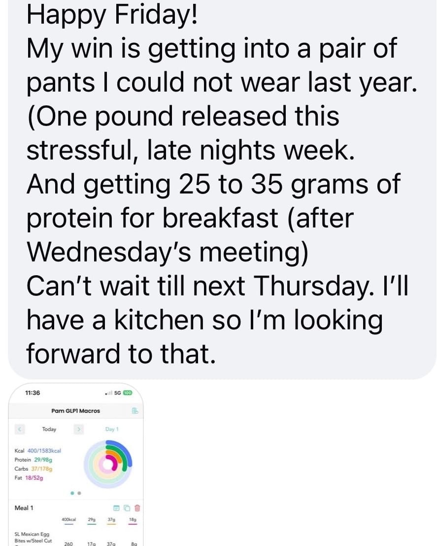 Client message from the GLP-1 Boost Lab community
